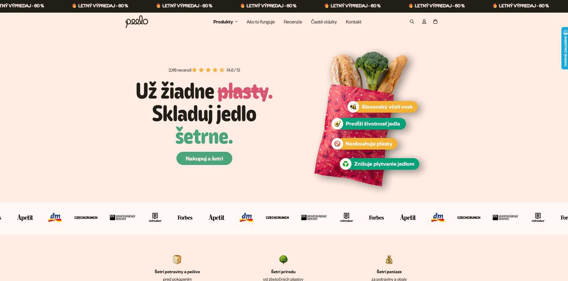 Homepage Peelo s ponukou voskových vakov