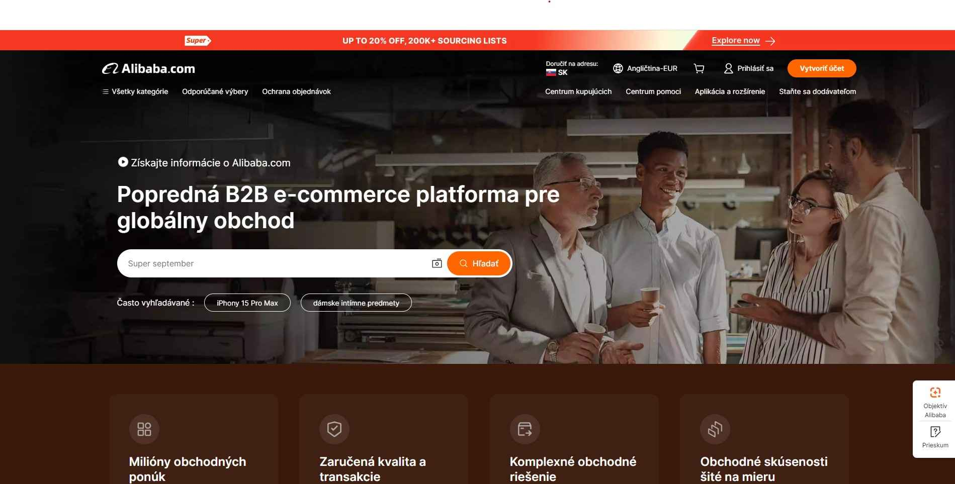 homepage Alibaba globálny obchod