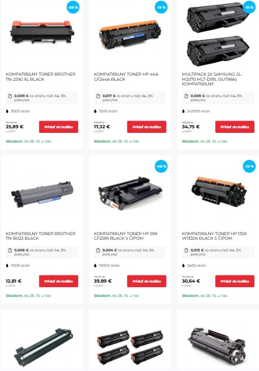 rôzne druhy laserových tonerov