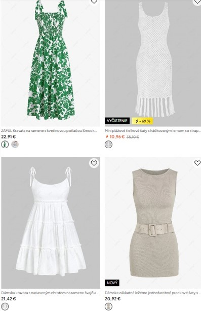 Ponuka dámskych letných šiat v e-shope Zaful.
