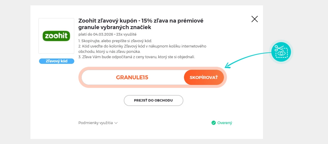 Návod ako skopírovať zľavový kód Zoohit