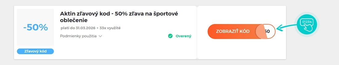 Ukážka zľavového kódu Vilgain