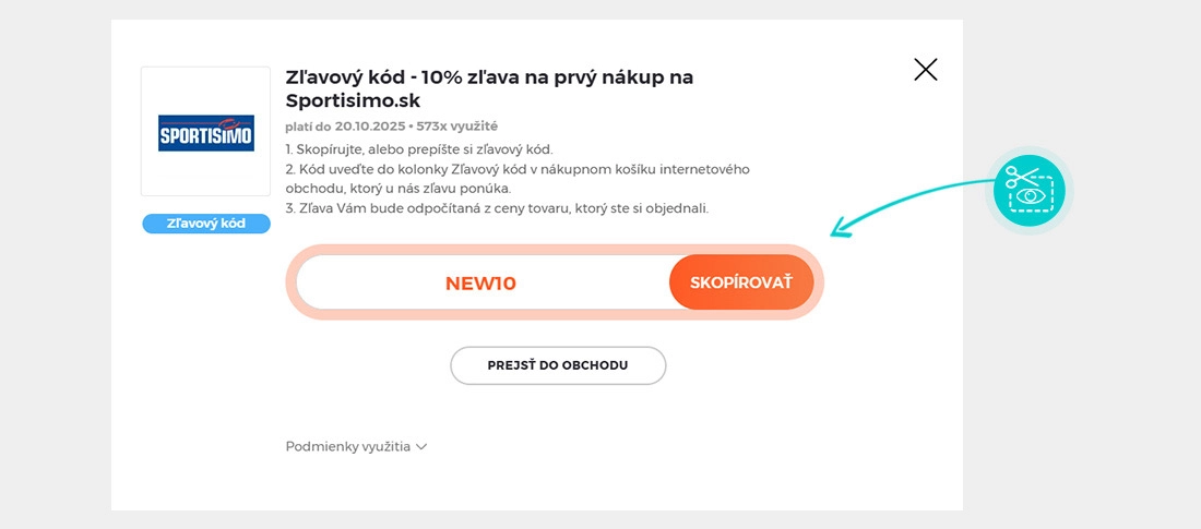 Návod ako skopírovať zľavový kód SPORTISIMO
