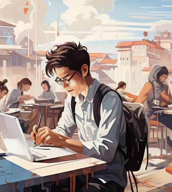 študent sa učí pri počítači