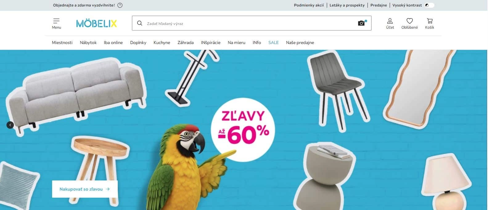 Nábytok, dekorácie, osvetlenie v e-shope Mobelix so zľavou až - 60%