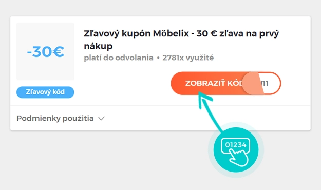 Ukážka zľavového kódu Möbelix