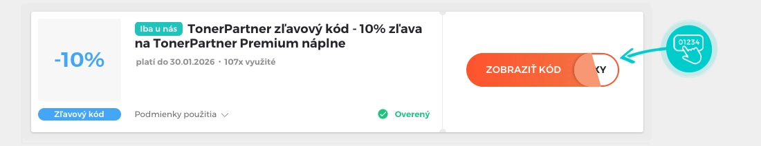 Ukážka zľavového kódu TonerPartner