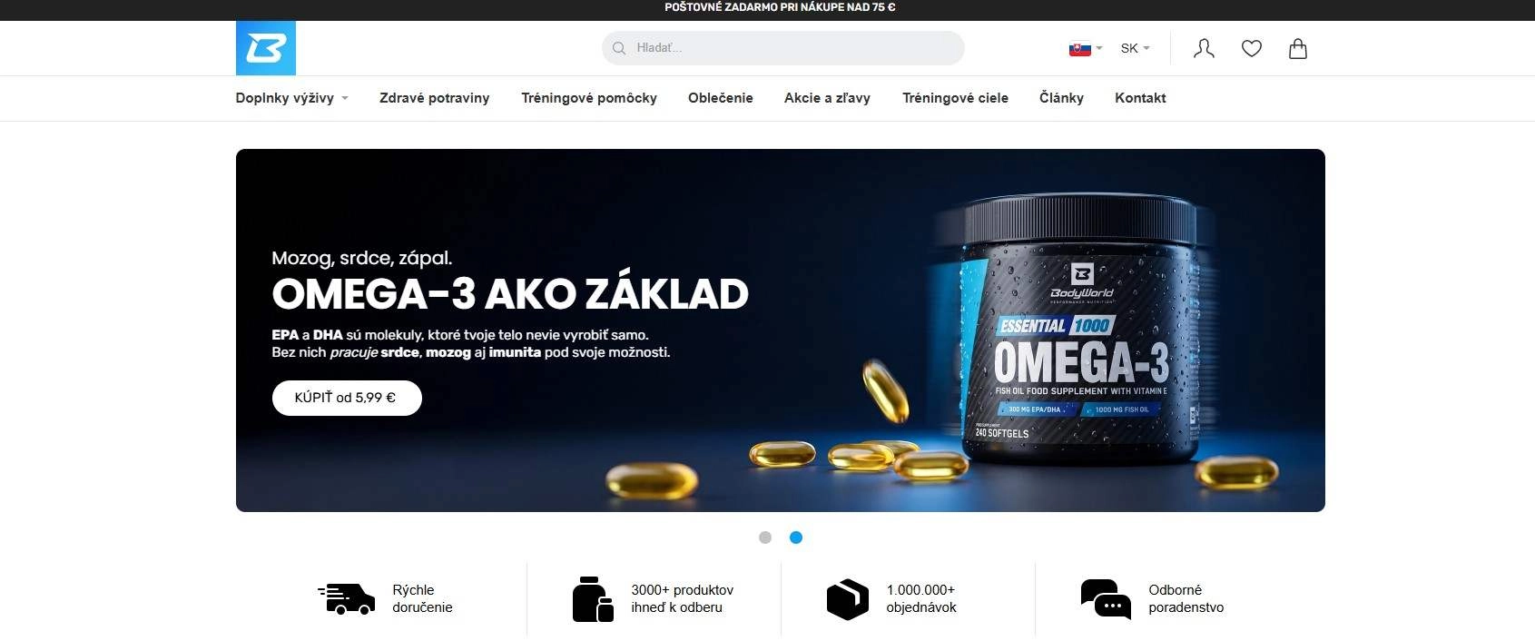 homepage BodyWorld doplnky výživy zdravé potraviny tréningové pomôcky oblečenie
