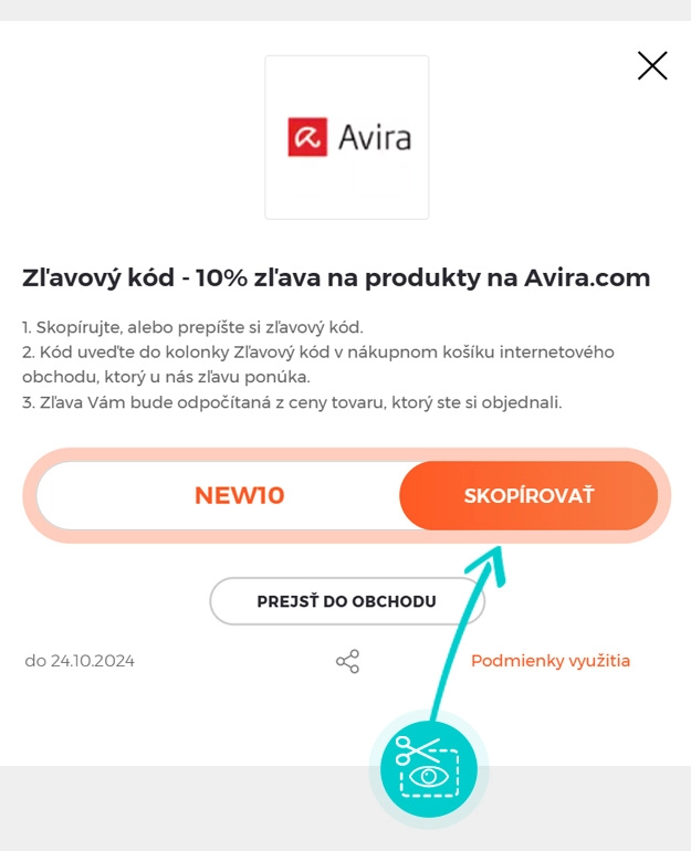 Návod ako skopírovať zľavový kód Avira