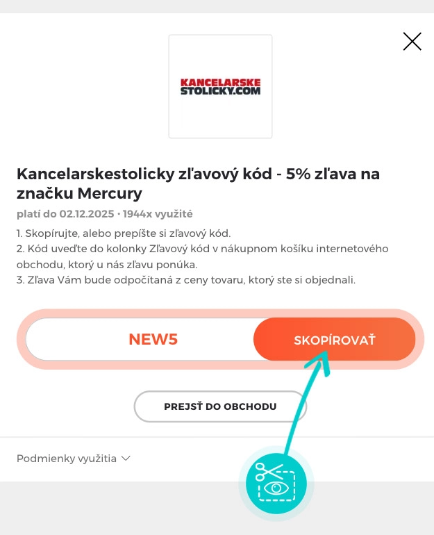 Návod ako skopírovať zľavový kód Kancelarskestolicky