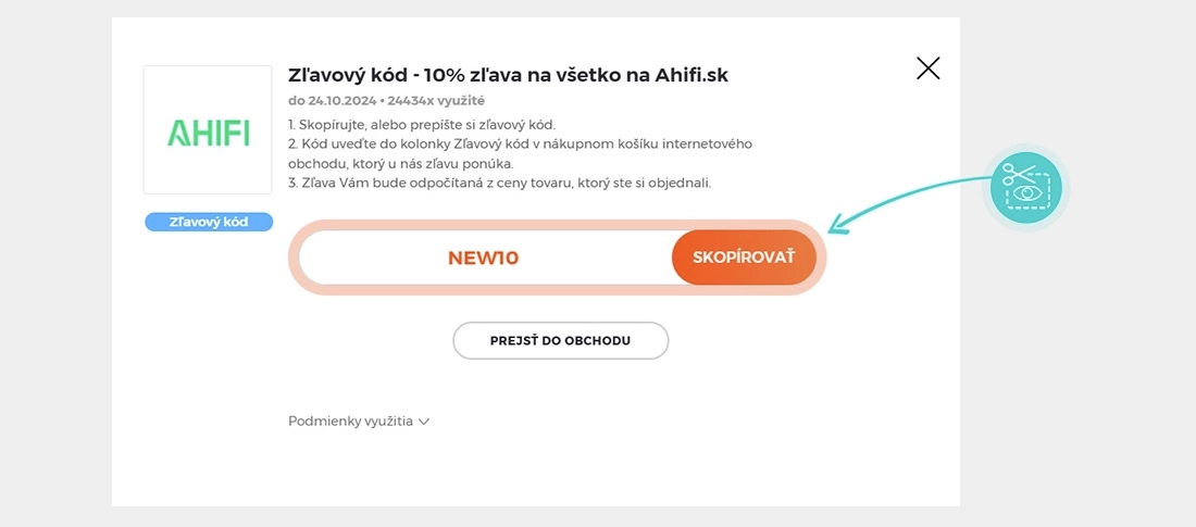 Návod ako skopírovať zľavový kód Ahifi