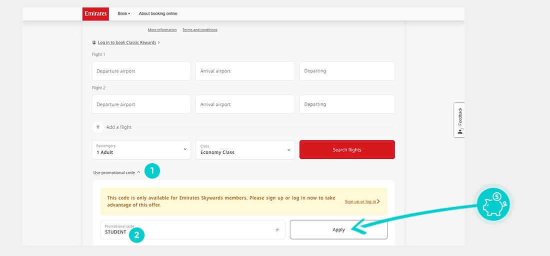 Návod ako uplatniť zľavový kód v košíku e-shopu Emirates