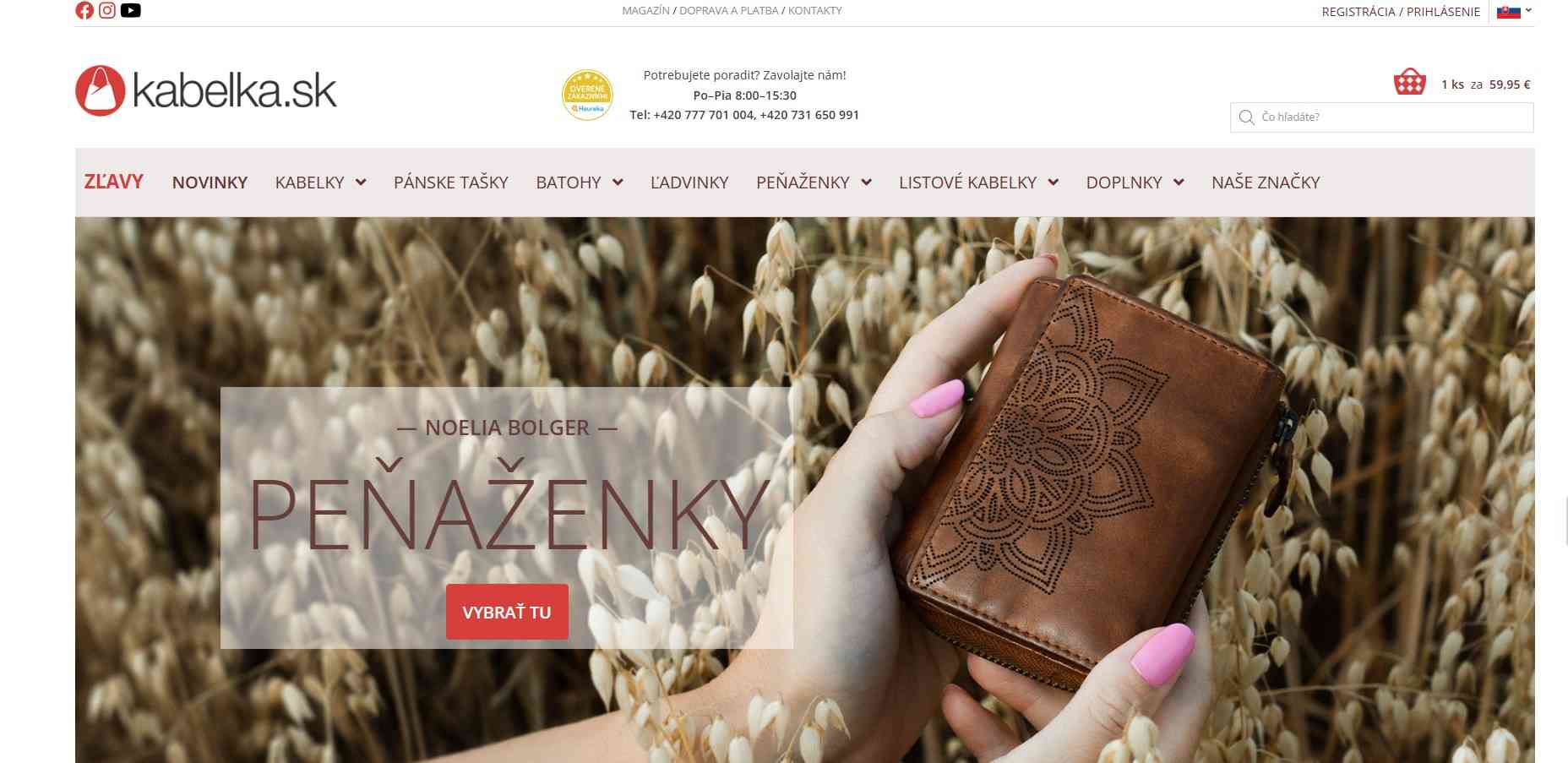 homepage Kabelka.sk peňaženky