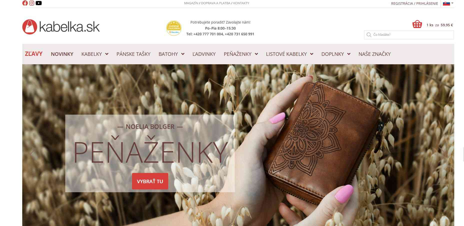 homepage Kabelka.sk peňaženky