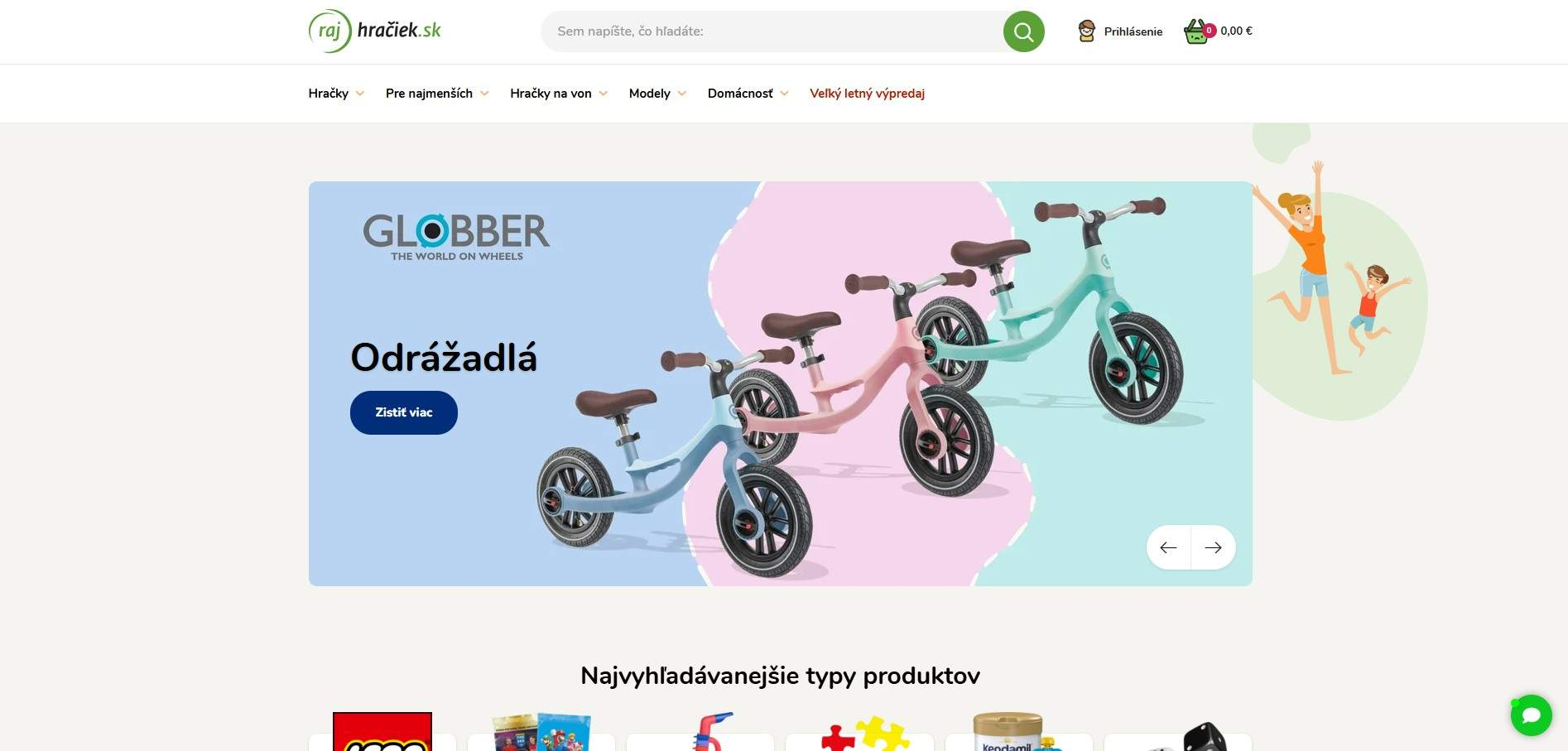 homepage Rajhraciek.sk odrážadlá