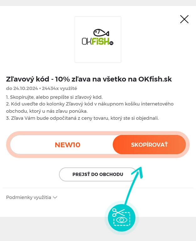 Návod ako skopírovať zľavový kód OKfish