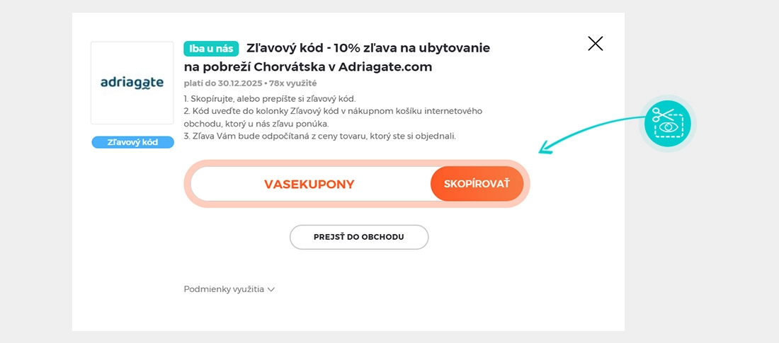 Návod ako skopírovať zľavový kód Adriagate