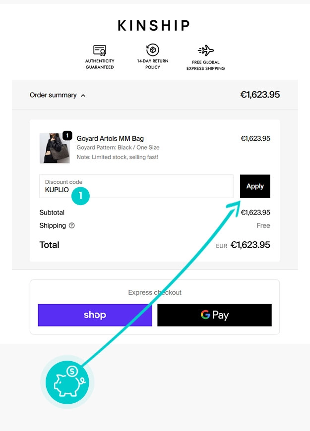 Návod ako uplatniť zľavový kód v košíku e-shopu Kinship