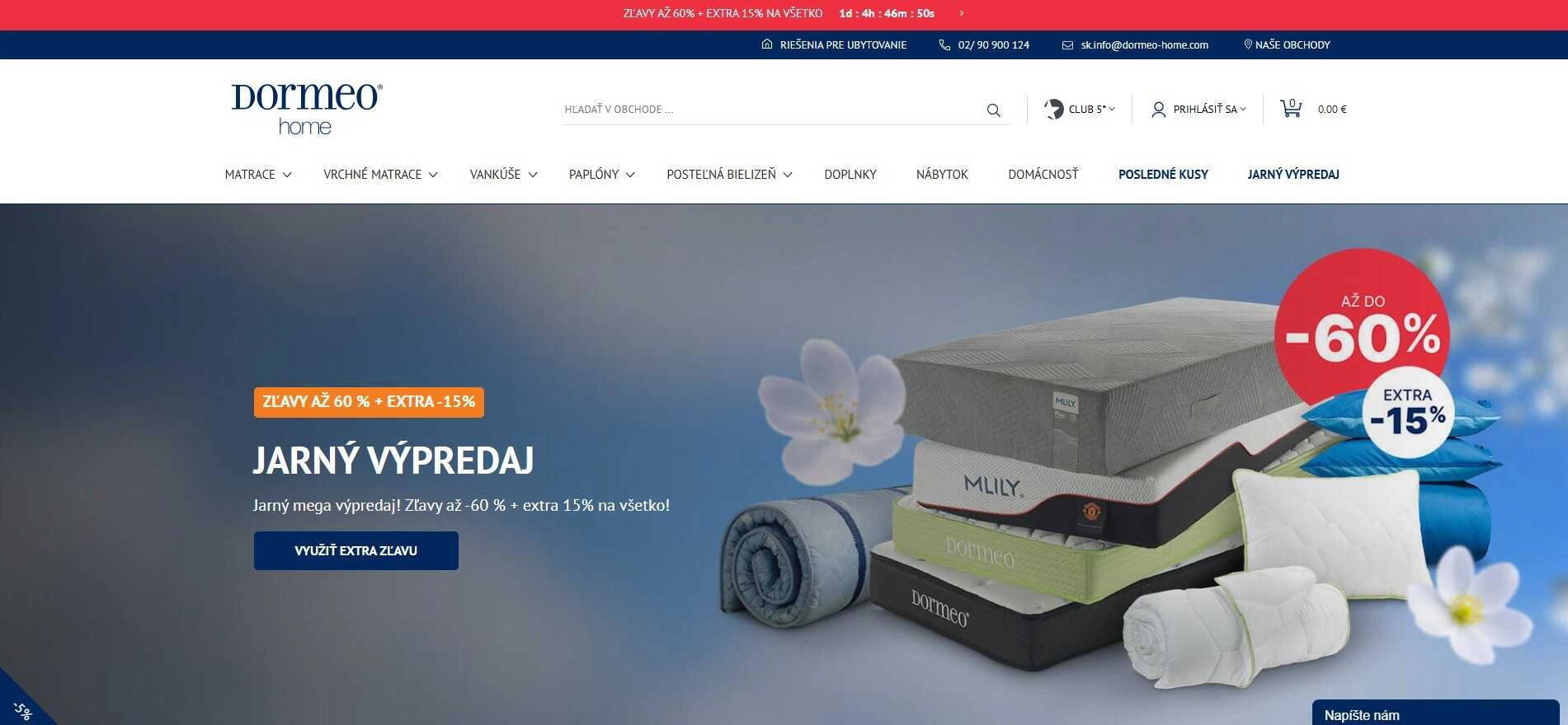e-shop Dormeo jarný výpredaj