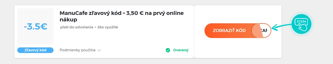 Ukážka zľavového kódu ManuCafe