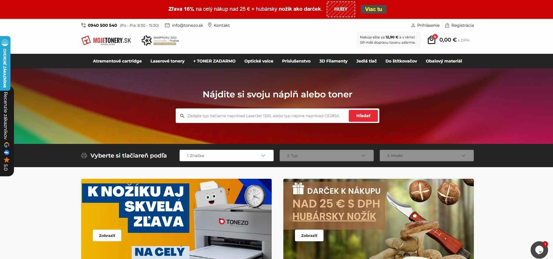 homepage Tonezo vyhľadávač náplní a tonerov