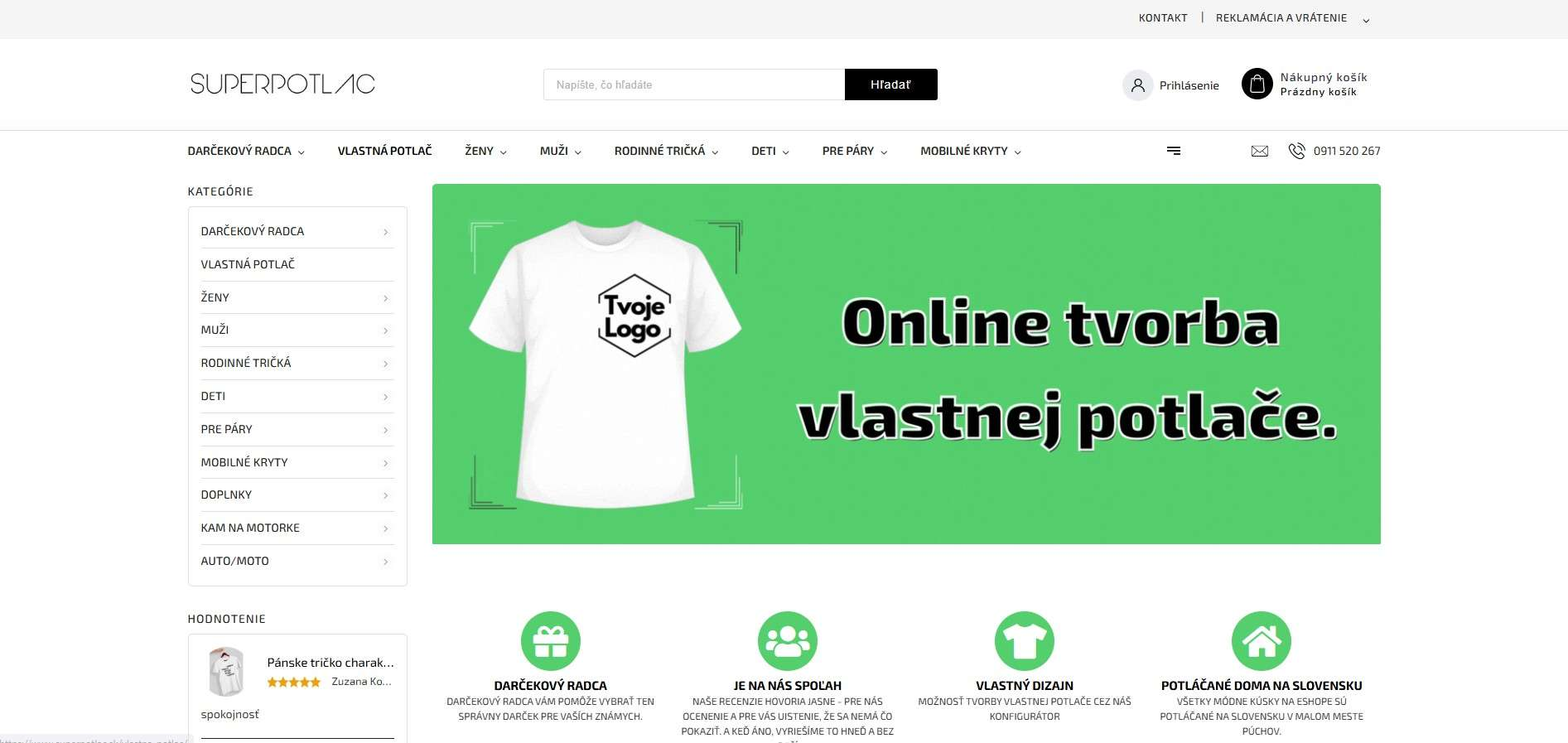 homepage SuperPotlac online tvorba vlastnej potlače