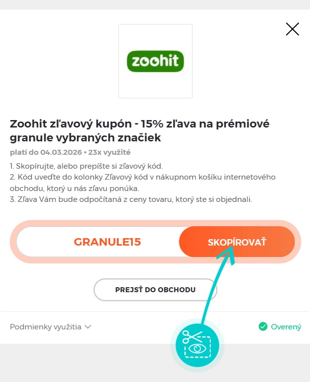 Návod ako skopírovať zľavový kód Zoohit