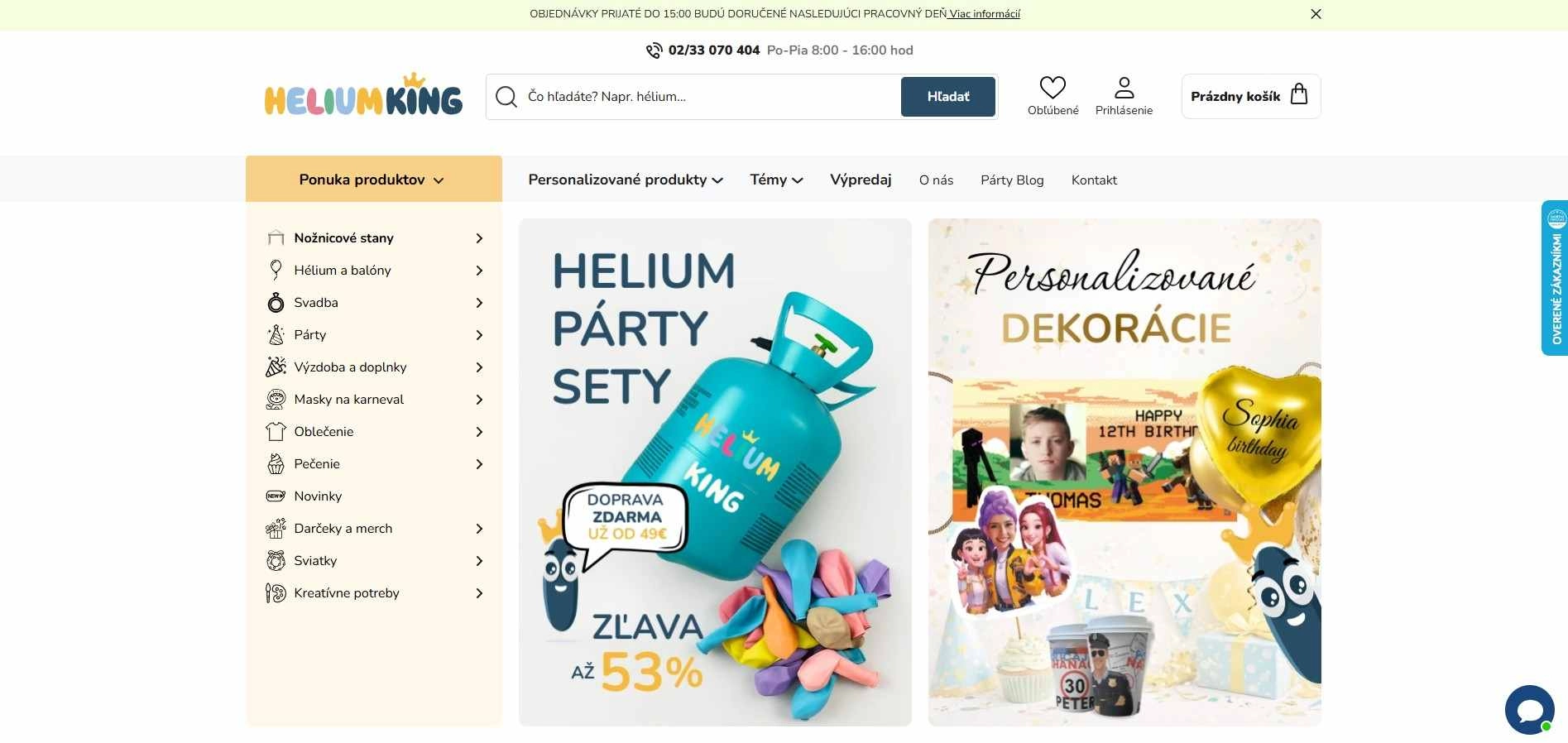 homepage Helium King potreby na párty