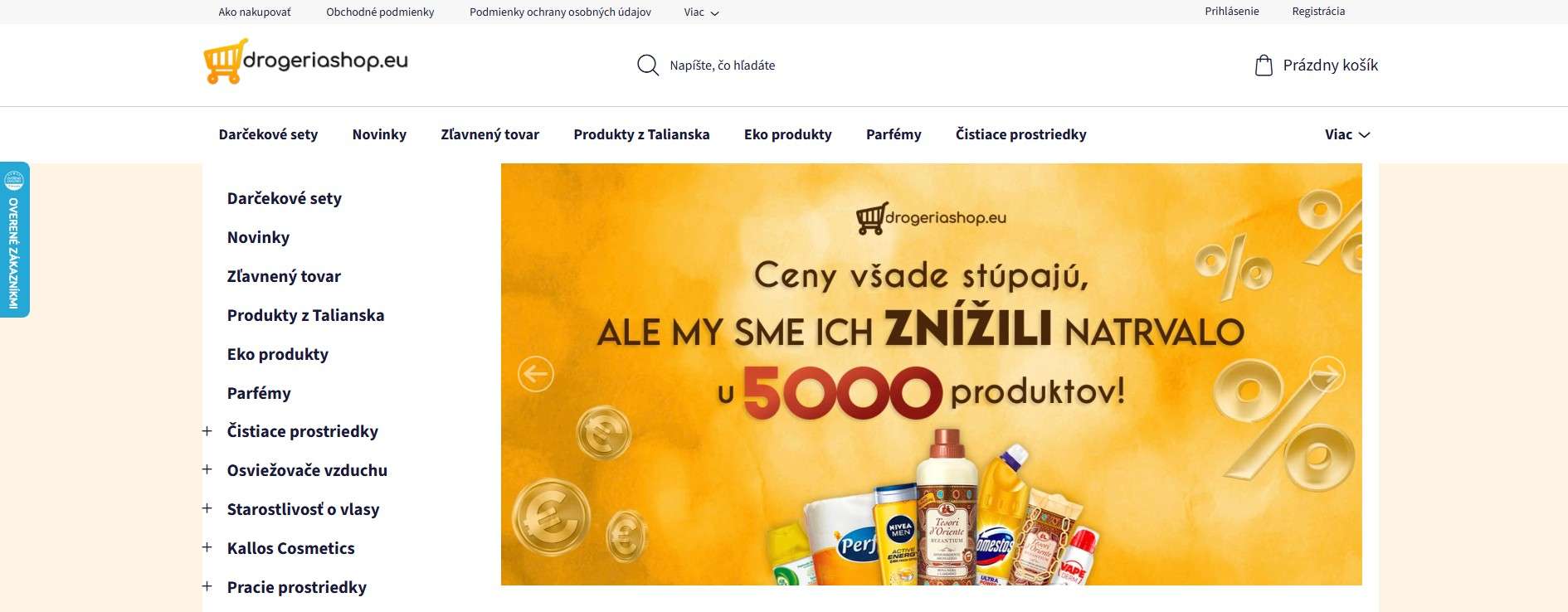 homepage Drogeriashop.eu darčekové sety eko produktov parfumy