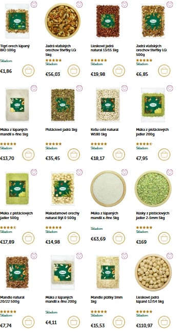 rôzne druhy orechov