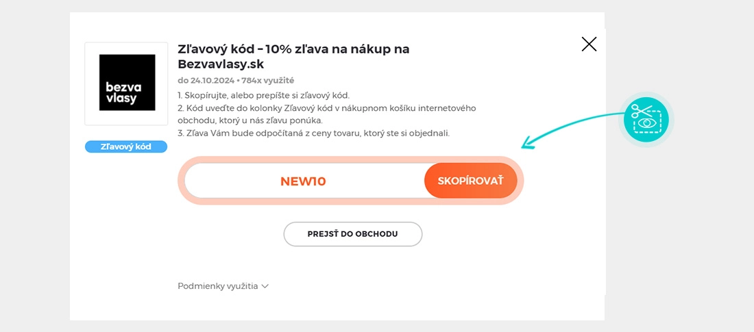 Návod ako skopírovať zľavový kód Bezvavlasy