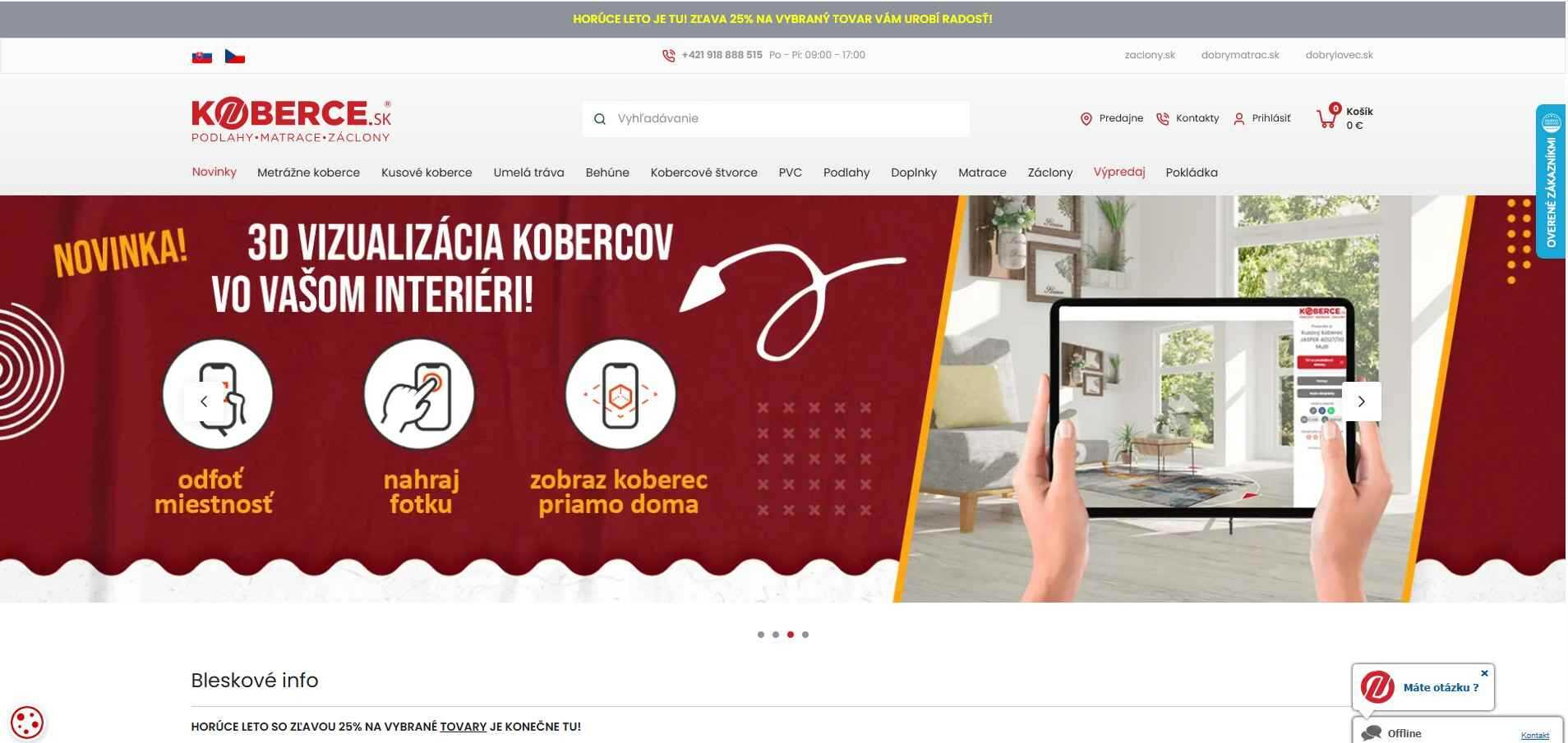homepage Koberce s ponukou 3D vizualizácie