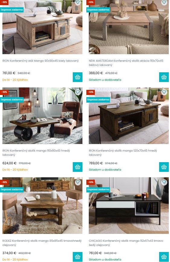 konferenčné stolíky z e-shopu BigHome