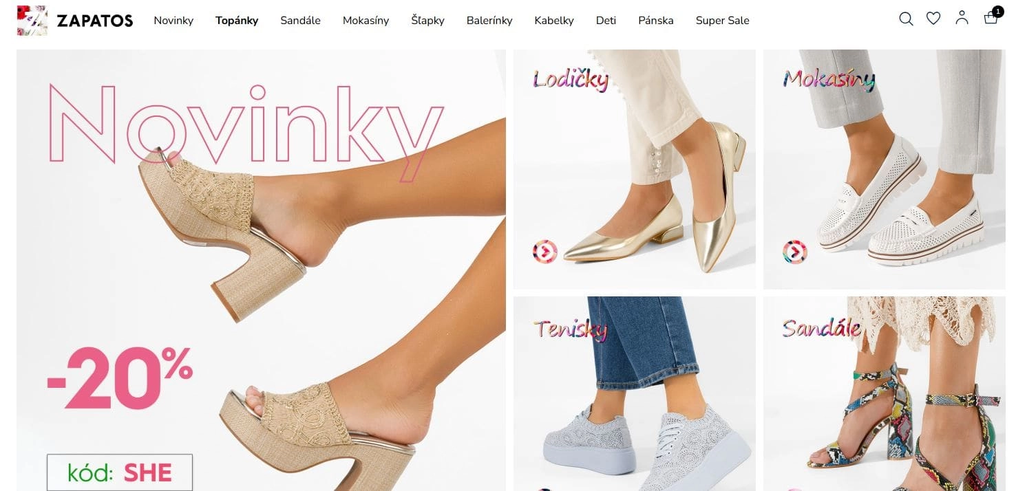 Zapatos e-shop a ponuka sandálok, tenisiek a mokasín