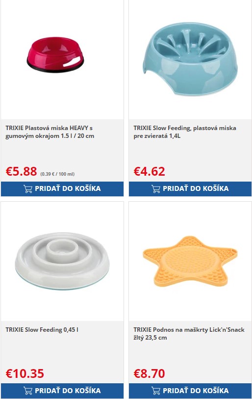 Ponuka misiek na vodu pre psov v e-shope Fera.
