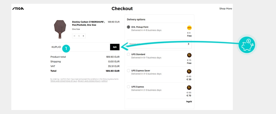 Návod ako uplatniť zľavový kód v košíku e-shopu STIGA Sports