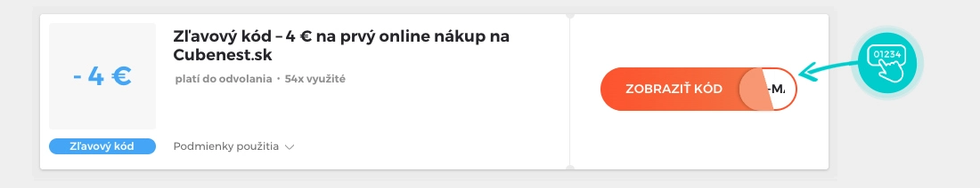 Ukážka zľavového kódu Cubenest