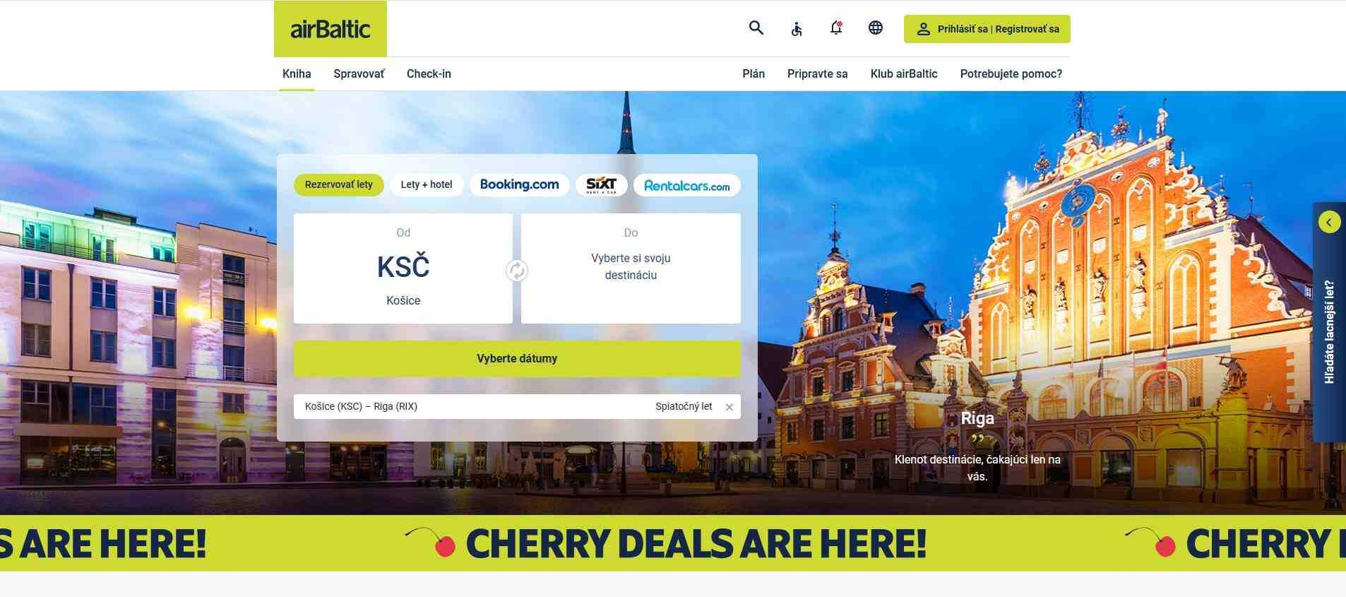 homepage leteckej spoločnosti airBaltic