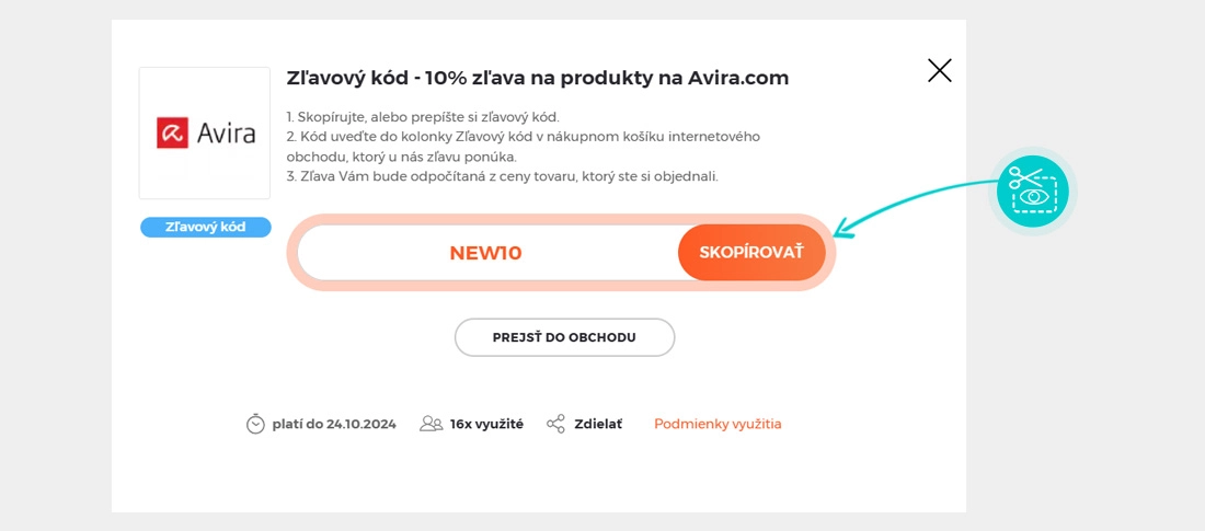 Návod ako skopírovať zľavový kód Avira