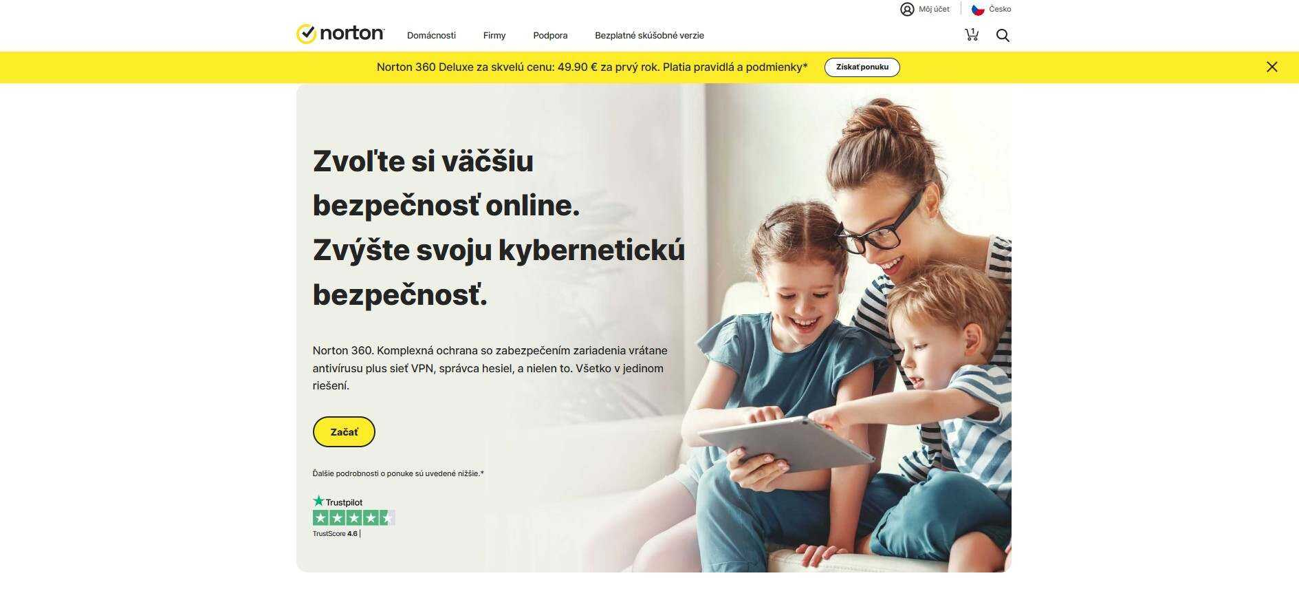homepage Norton kybernetická bezpečnosť