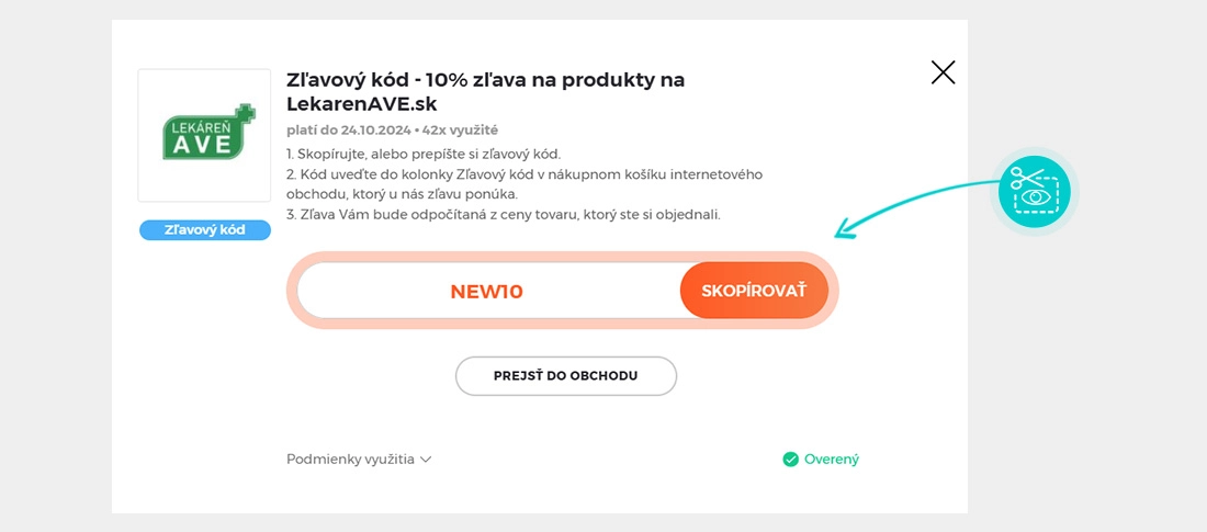 Návod ako skopírovať zľavový kód Lekáreň AVE