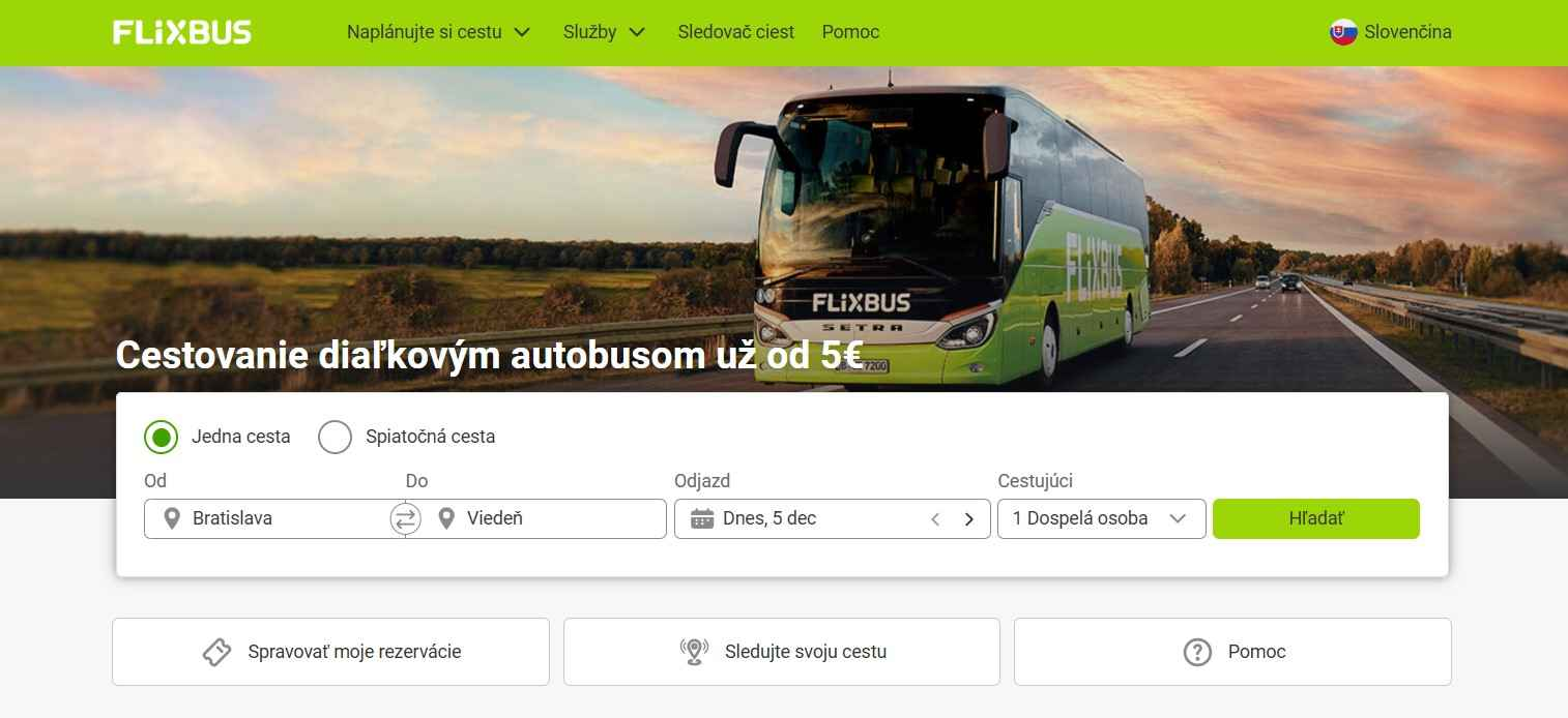 webová stránka FlixBus