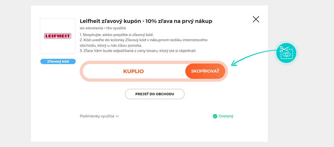Návod ako skopírovať zľavový kód Leifheit