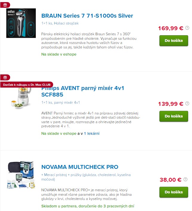Elektronika pre zdravie, lekáreň Dr.Max