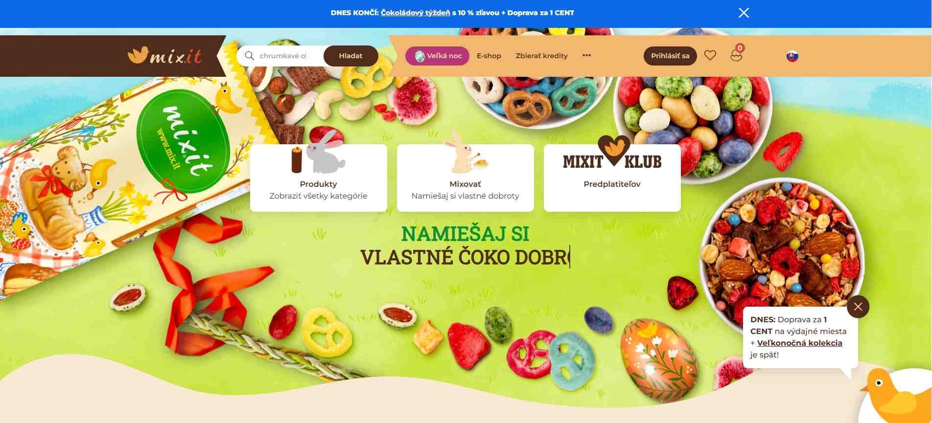 homepage Mixit granola oriešky ovocie nápoje vegánske produkty