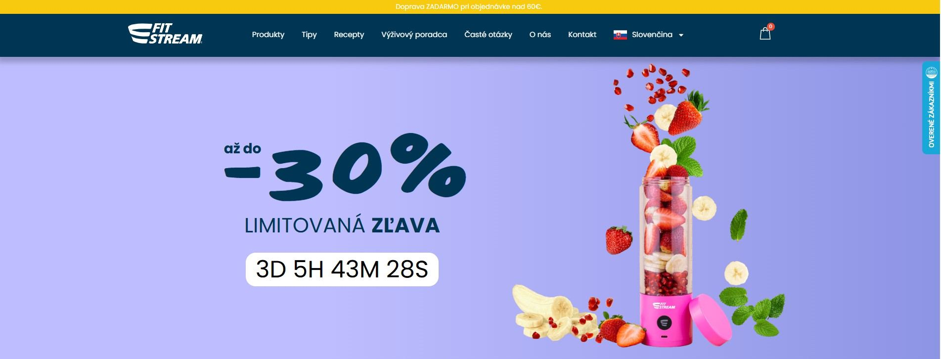 homepage FitStream mixér plný ovocia