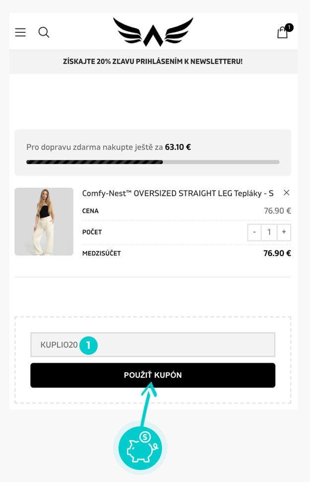 Návod ako uplatniť zľavový kód v košíku e-shopu Exalted