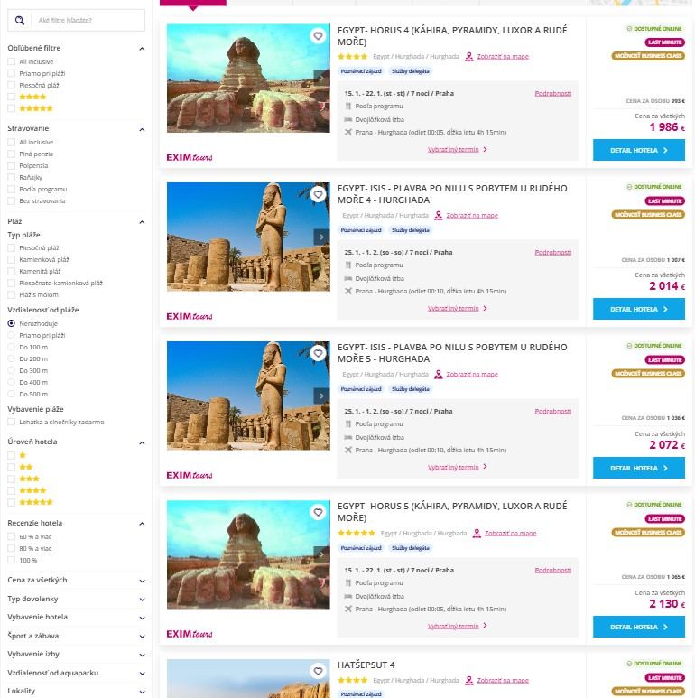 poznávacie zájazdy v Egypte, cestovná kancelária Kartago