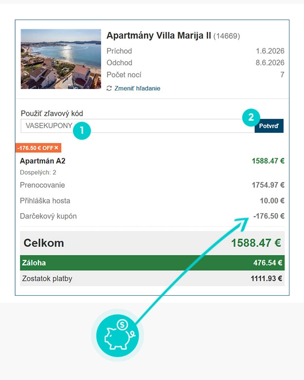 Návod ako uplatniť zľavový kód v košíku e-shopu Adriagate