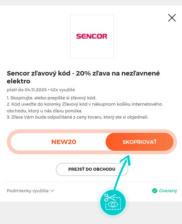 Návod ako skopírovať zľavový kód Sencor